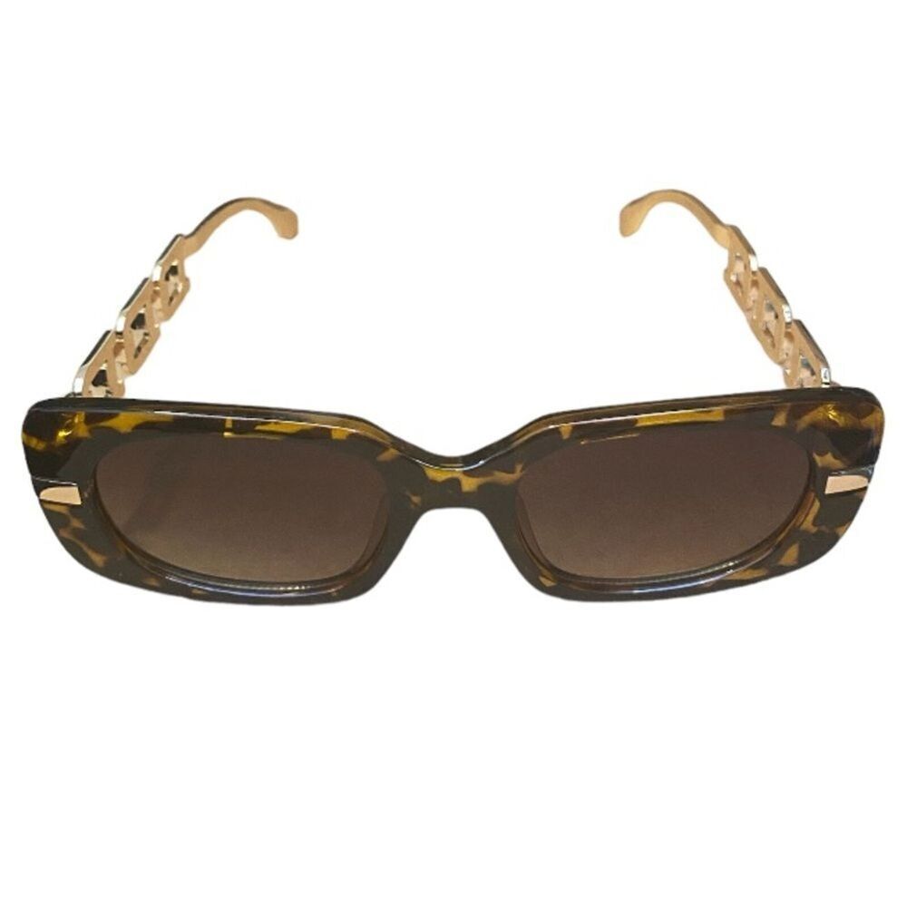 Y2K Sunglasses Leopard Print New Chain Link Style Legs Beautiful Glasses Retro - Picture 8 of 8